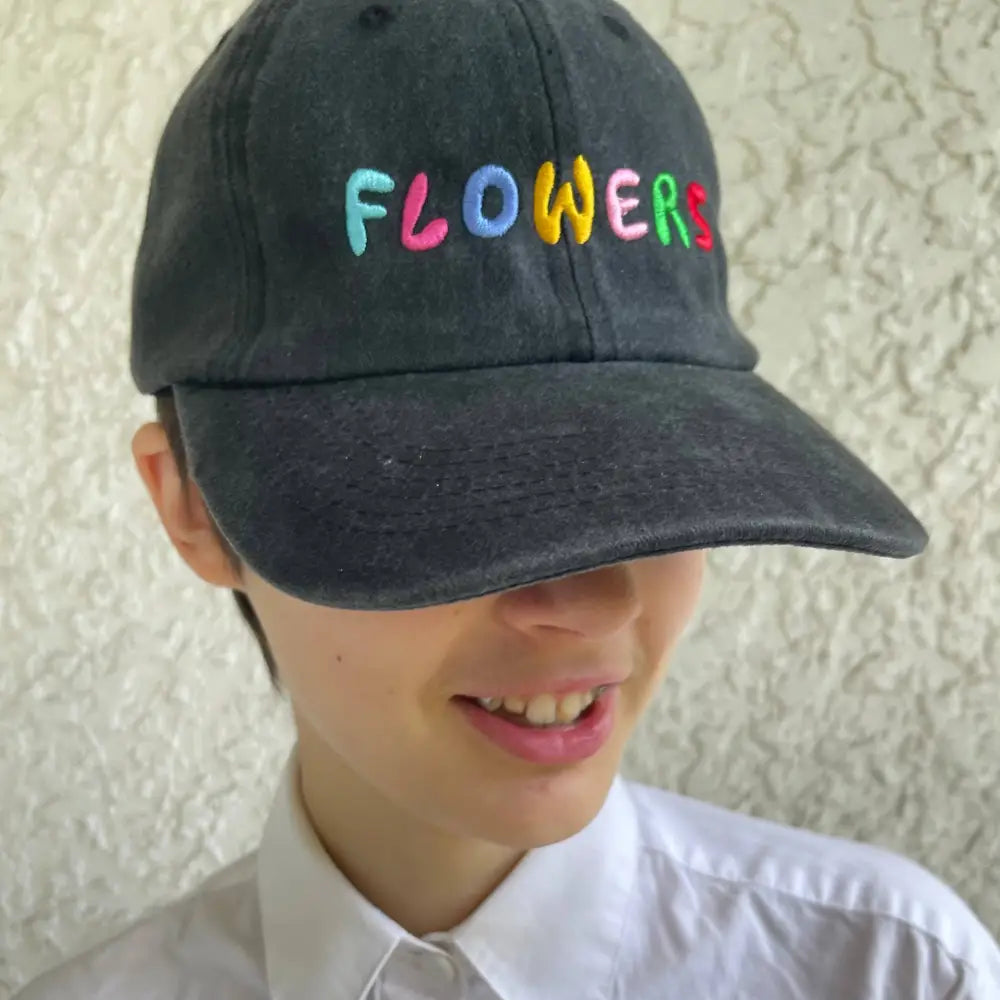 FLOWERS Rainbow Embroidered Baseball Cap  | PABOOM