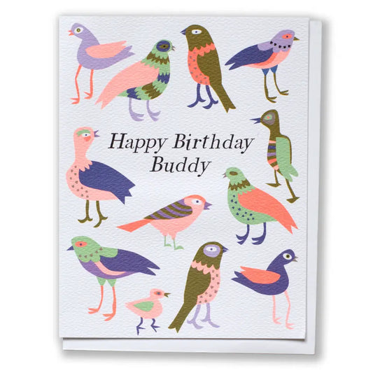 Happy Birthday Buddy Birds Note Card - PABOOM