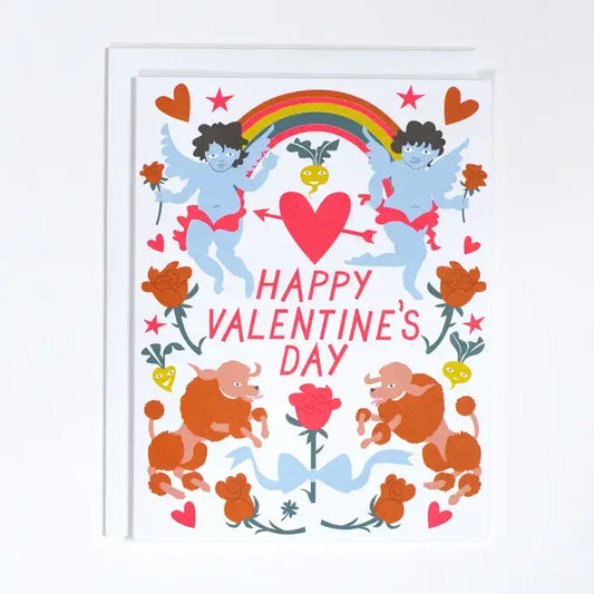 Valentines Poodles and Cherubs Card - PABOOM