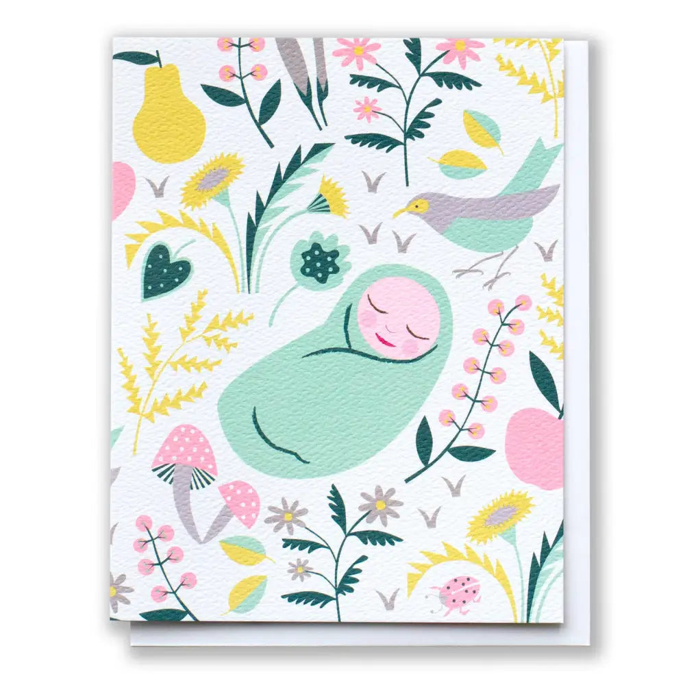 Welcome Sweet Wonder Baby in A Meadow Card - PABOOM