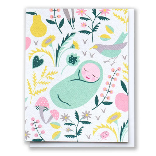 Welcome Sweet Wonder Baby in A Meadow Card - PABOOM