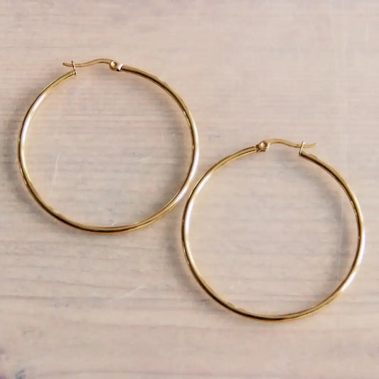 Basic Hoop Earrings - Gold / 50mm