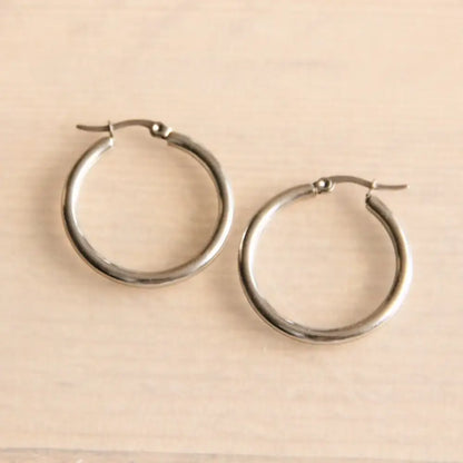 Basic Hoop Earrings - Silver / 20mm