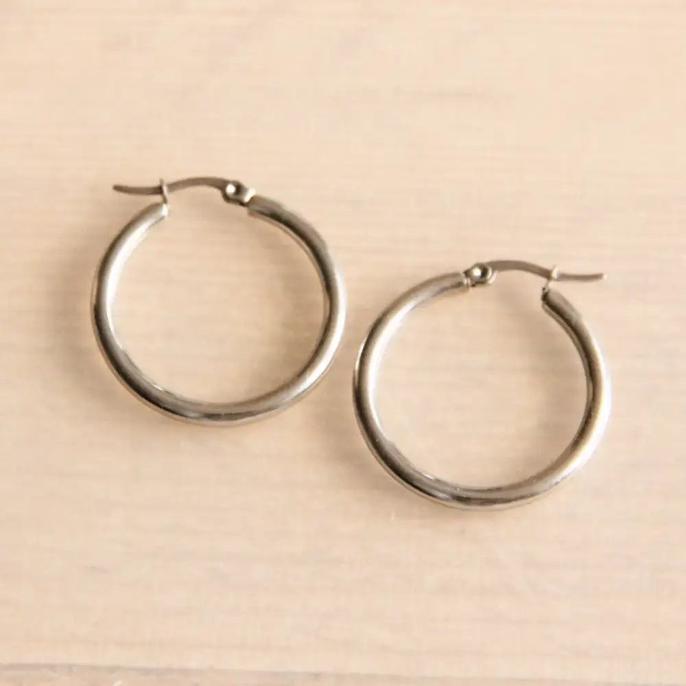 Basic Hoop Earrings - Silver / 30mm