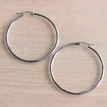 Basic Hoop Earrings - Silver / 20mm