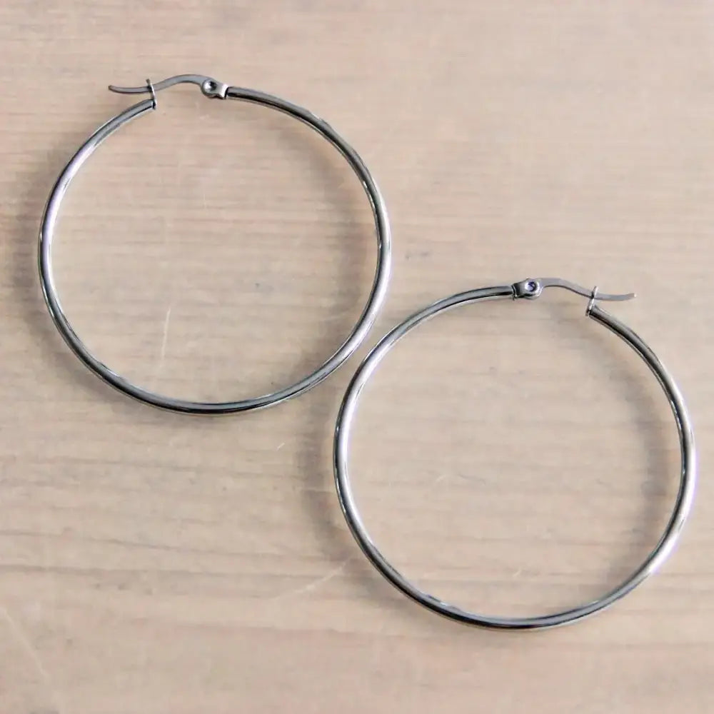 Basic Hoop Earrings - Silver / 30mm