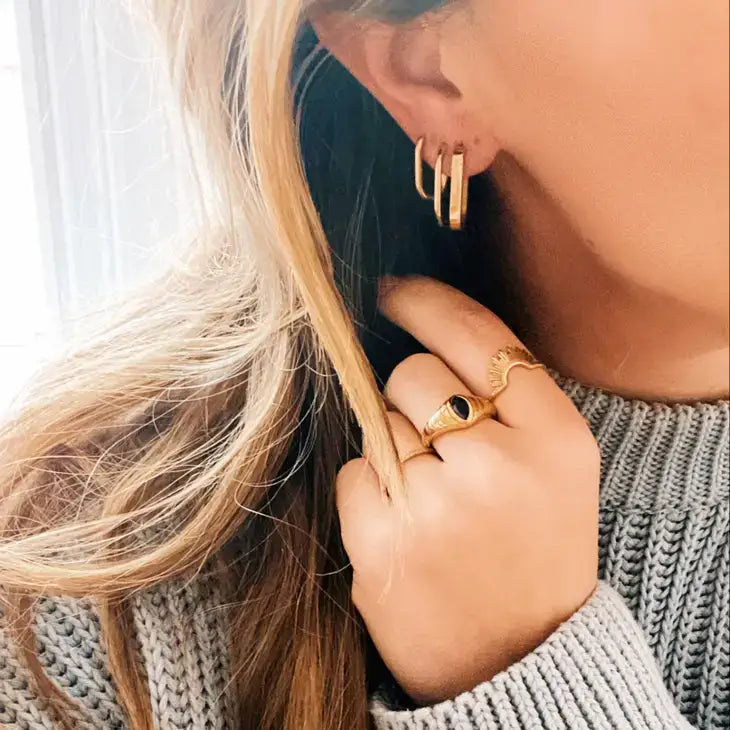 Creole Oval Earrings 21mm - Gold
