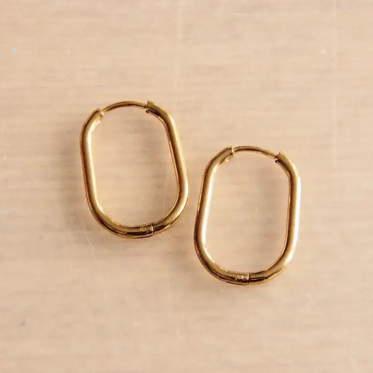 Creole Oval Earrings 21mm - Gold