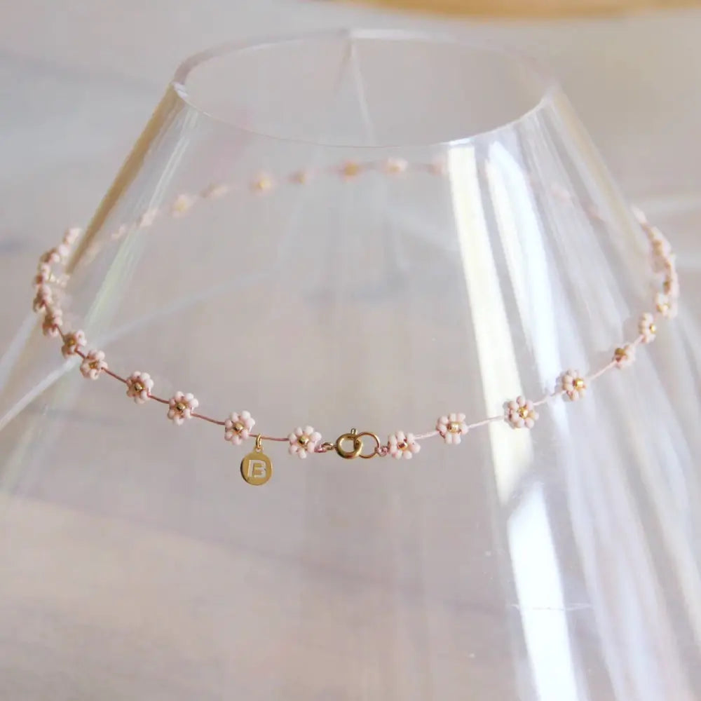 Bazou - Daisy flower necklace - nude/gold