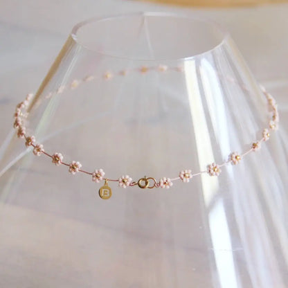 Bazou - Daisy flower necklace - nude/gold