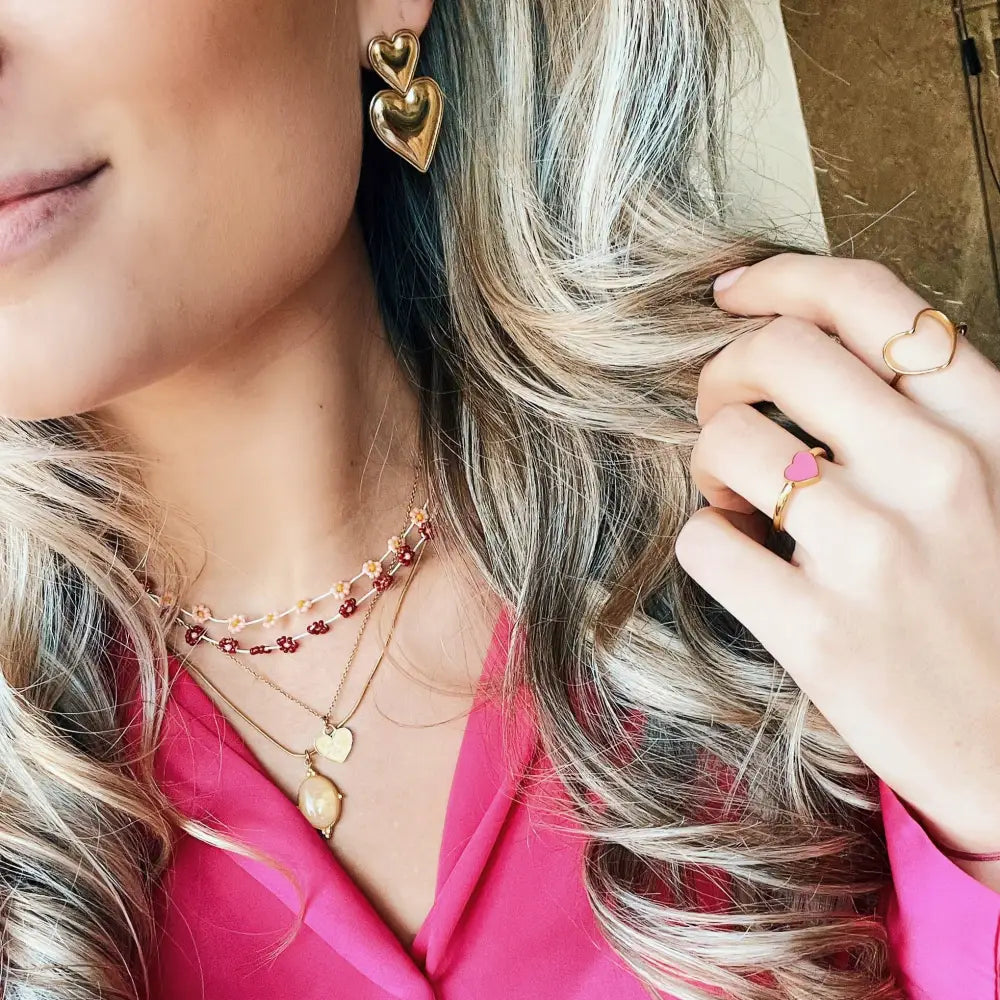 Bazou - Daisy flower necklace - nude/gold