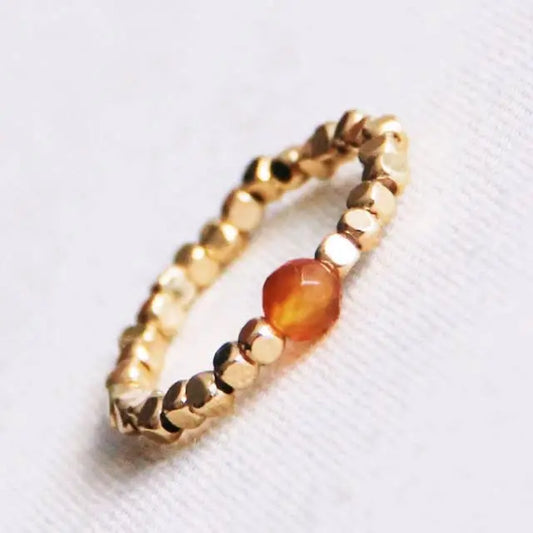 Elastic Ring w/Stone Orange/Gold - PABOOM