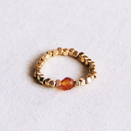 Elastic Ring w/Stone Orange/Gold - PABOOM