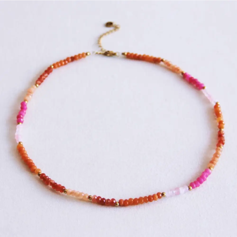 Bazou - Faceted necklace - coral/pink/orange
