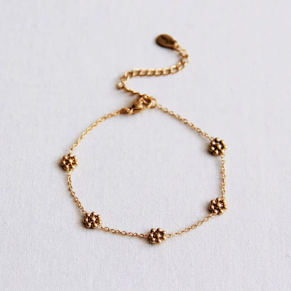 Fine Daisy Flower Bracelet Gold - PABOOM