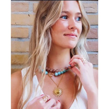 Bazou - Fine link chain with sun charm ’large’
