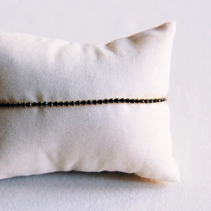 Fine rhinestone bracelet - black/gold - PABOOM