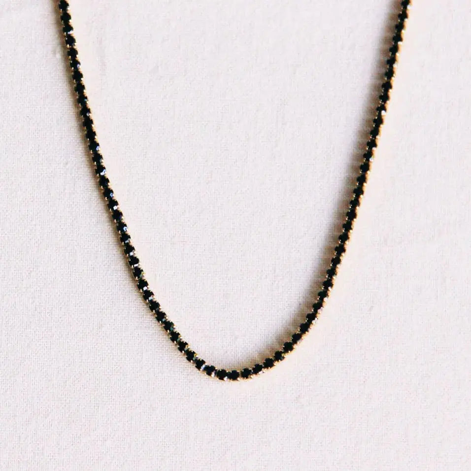 Fine Rhinestone Necklace - White/Gold
