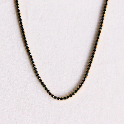 Fine Rhinestone Necklace - Black/Gold