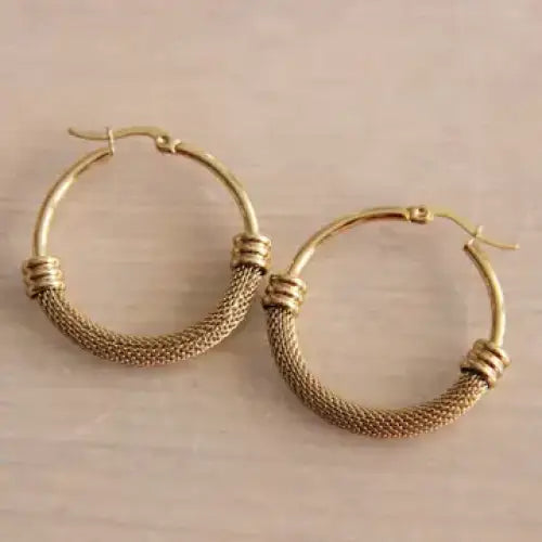 Gold Hoops With Decorative Bottom - PABOOM