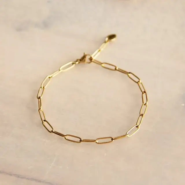 Gold Paperclip Chain Link Bracelet - PABOOM