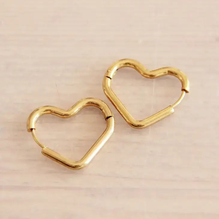 Heart Creole Gold Hoop Earrings - PABOOM