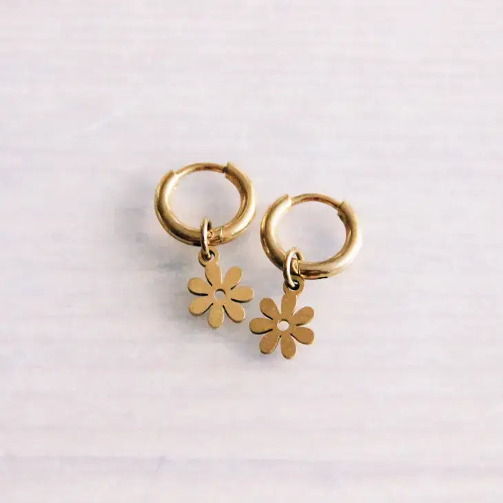 Mini Gold Daisy Hoops - PABOOM