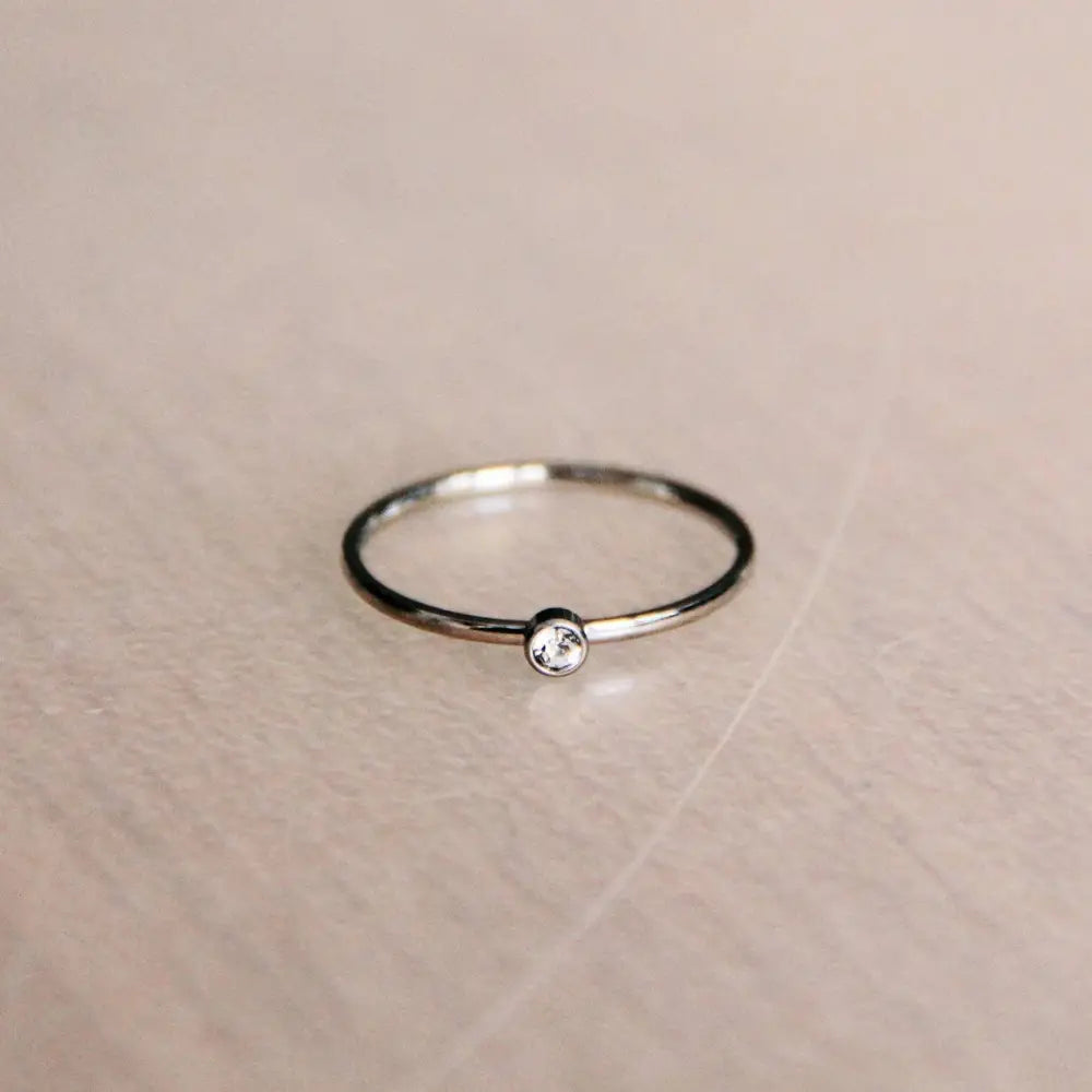 Minimalist Mini Zirconia Ring - Silver