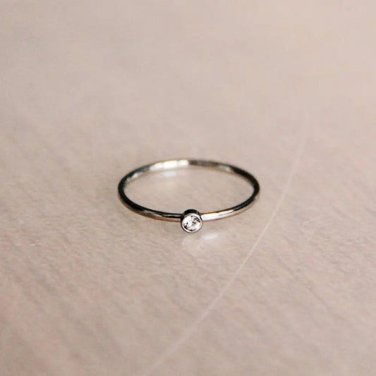 Minimalist Mini Zirconia Ring - Silver
