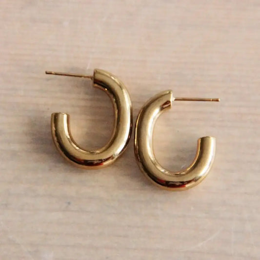 Oval Statement Gold Earrings - PABOOM