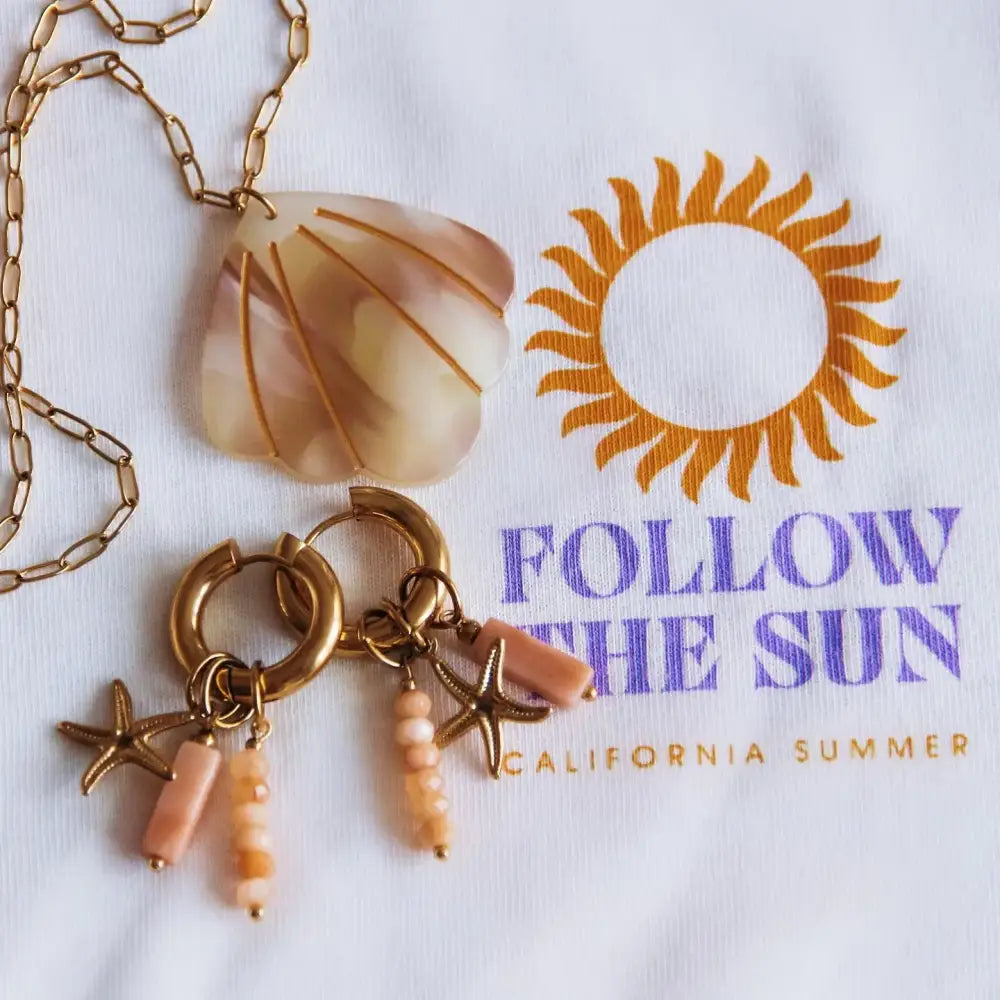 Paperclip Gold Necklace With Shell - PABOOM