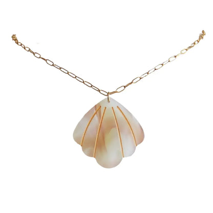 Paperclip Gold Necklace With Shell - PABOOM