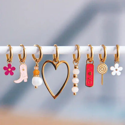 Pearl + Orange Gemstone Bead Earrings - PABOOM