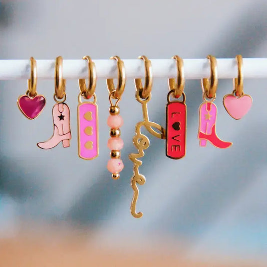 Red + Pink Cowboy Boot Charm Earrings - PABOOM