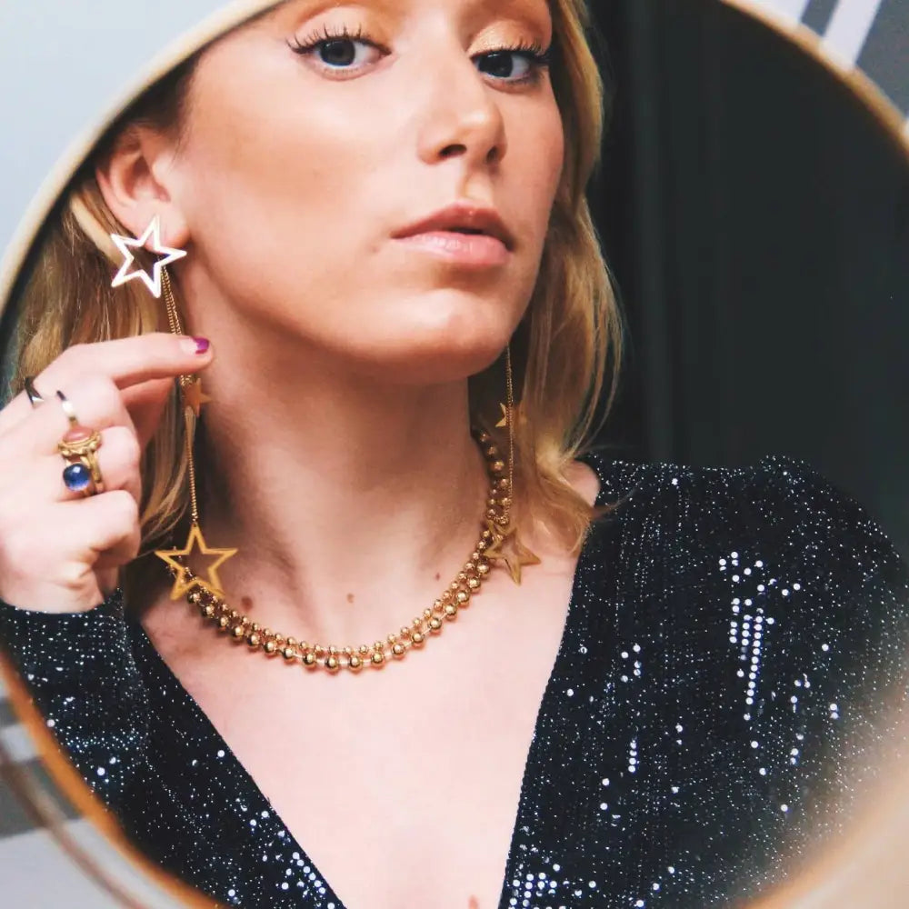 Stainless steel double ballchain necklace XL - PABOOM