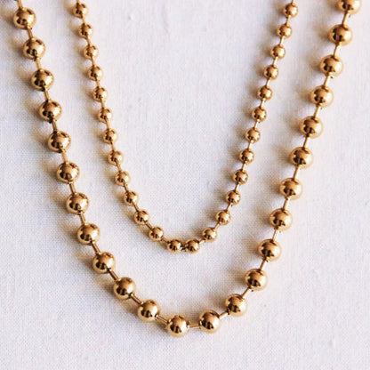Stainless steel double ballchain necklace XL - PABOOM
