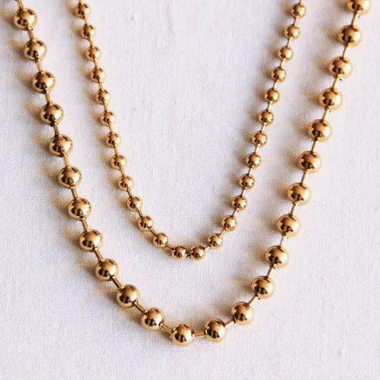 Stainless steel double ballchain necklace XL - PABOOM