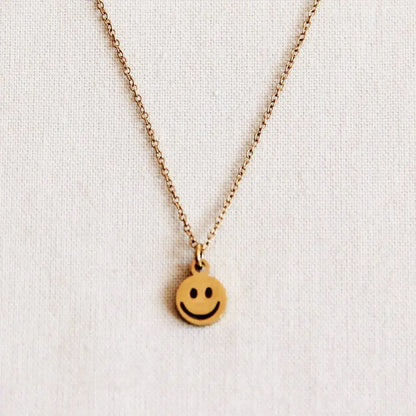 Bazou - Stainless steel fine chain with smiley - gold