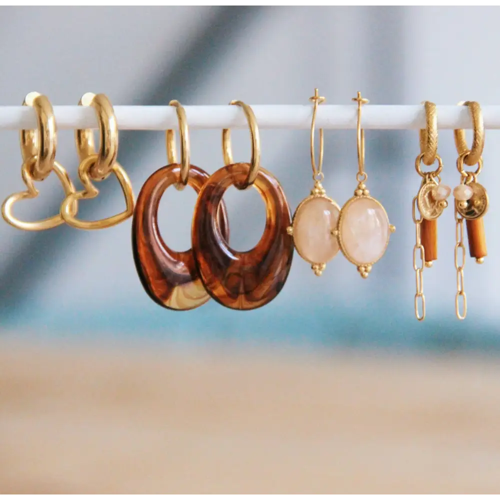 Bazou - Stainless steel wide creole with open heart - gold