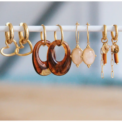 Bazou - Stainless steel wide creole with open heart - gold