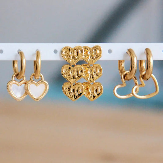 Bazou - Stainless steel wide creole with open heart - gold