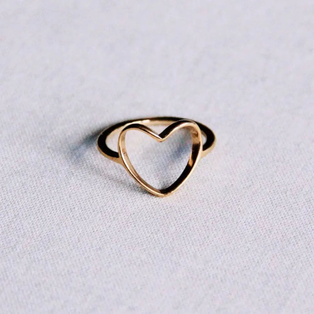 Steel Ring With Open Heart - Gold - PABOOM