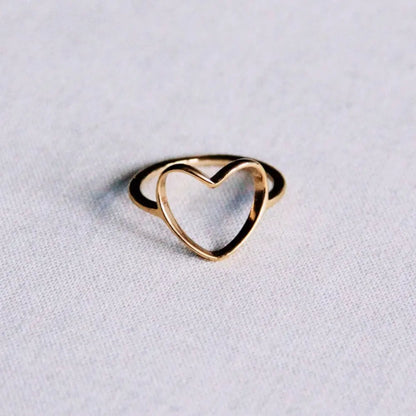 Steel Ring With Open Heart - Gold - PABOOM