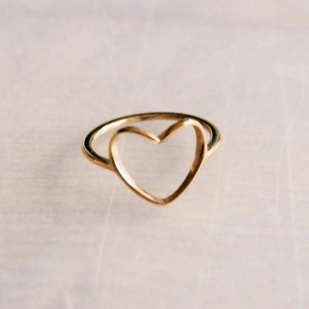 Steel Ring With Open Heart - Gold - PABOOM