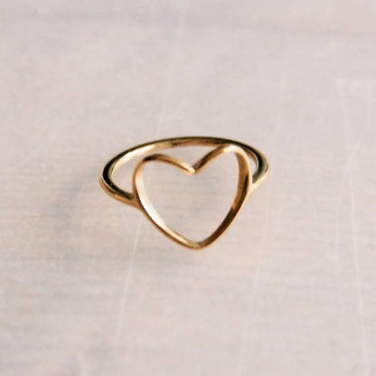 Steel Ring With Open Heart - Gold - PABOOM