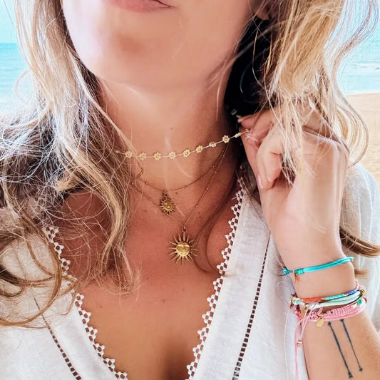 White Daisy Flower Beaded Necklace - PABOOM