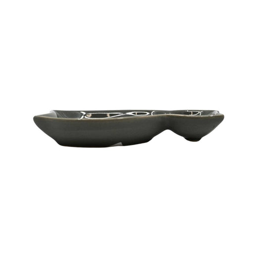 Cat Shaped Porcelain Sauce Dish - Dark Gray