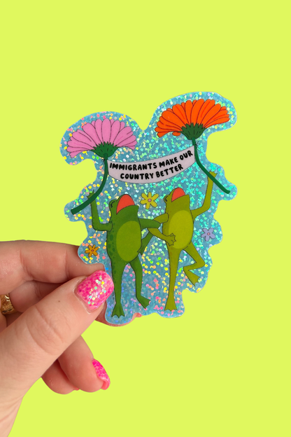 Sticker held up outdoors