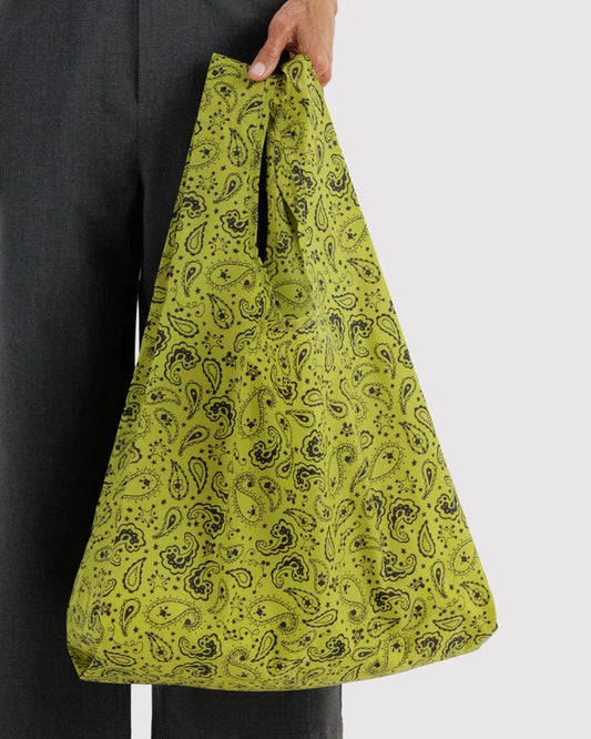 Standard Baggu Chartreuse Paisley interior pocket detail - PABOOM