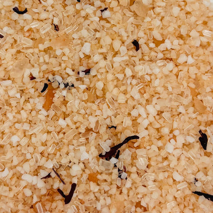 Charleston & Harlow Peach Hibiscus bath salts scooped by hand
